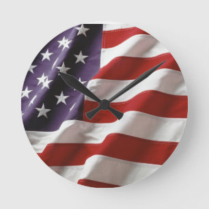 United States Flag Round Clock