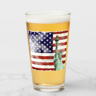 United States flag-statue of liberty Glass