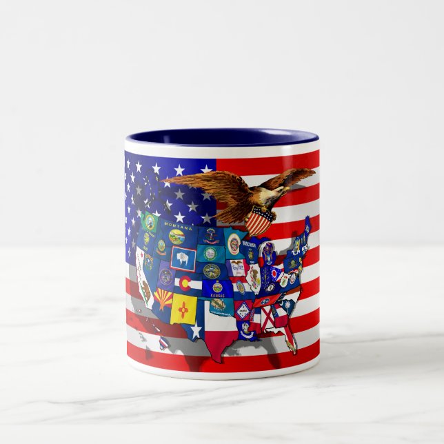 United States Flag Two-Tone Coffee Mug (Center)