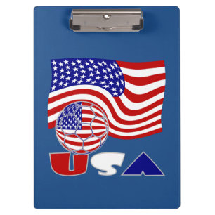 United States Flag USA Soccer Ball Blue Background Clipboard