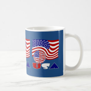 United States Flag USA Soccer Ball Blue Background Coffee Mug