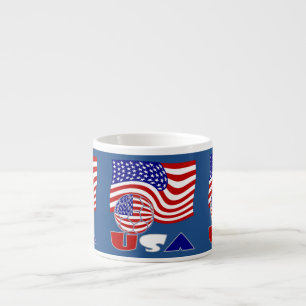 United States Flag USA Soccer Ball Blue Background Espresso Cup