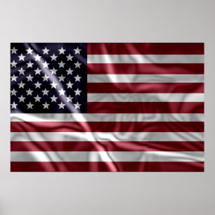 United States Flag, Vintage with Flapping Folds Poster