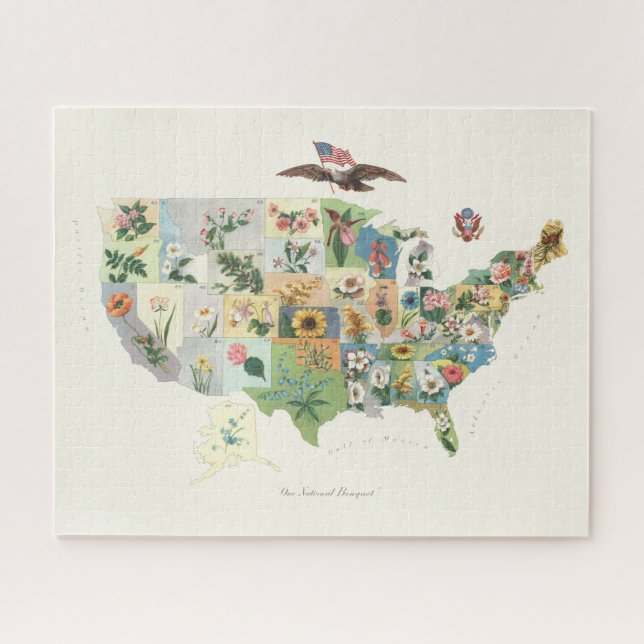 United States Flower Map - Our National Bouquet Jigsaw Puzzle (Horizontal)