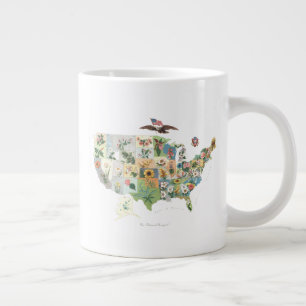 United States Flower Map - Our National Bouquet Large Coffee Mug