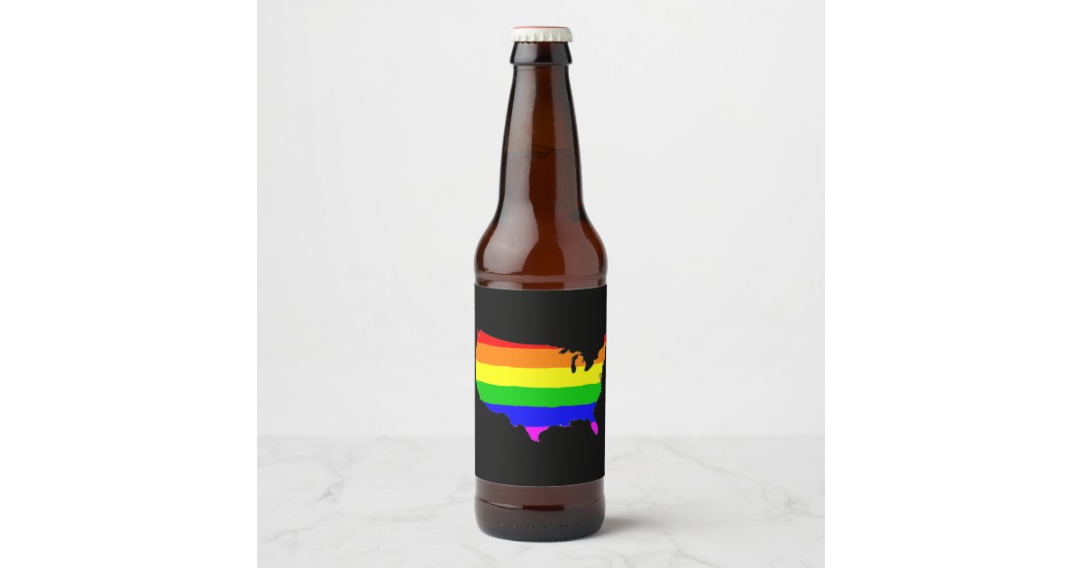 United States Gay Pride Flag Beer Bottle Label Zazzle.co.uk