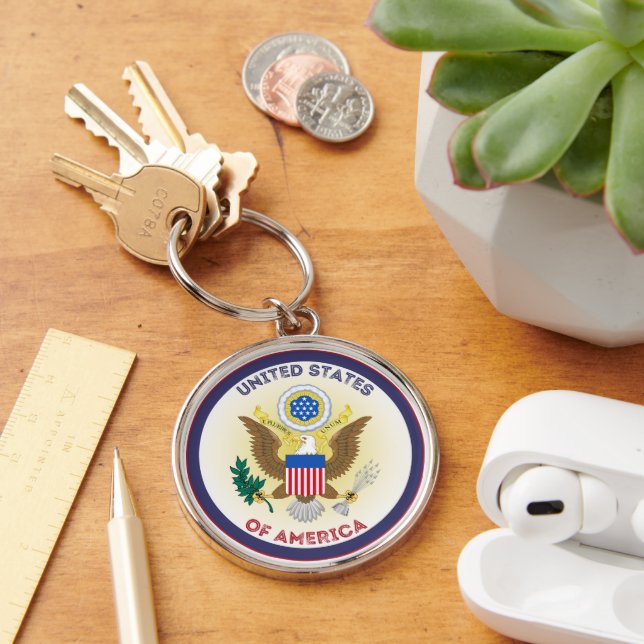 United States Great Seal Circle Shape  Key Ring (Desk)