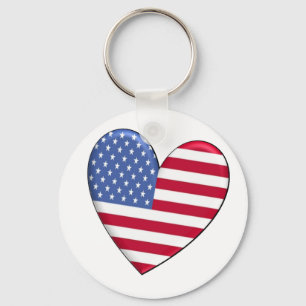 United States Heart Flag Keychain