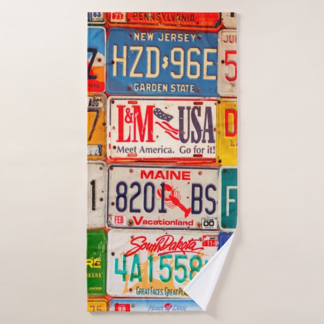 United States License Plates Art America Bath Towel (Bath Towel)