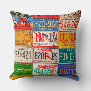 United States License Plates Art America Cushion