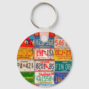 United States License Plates Art America Key Ring