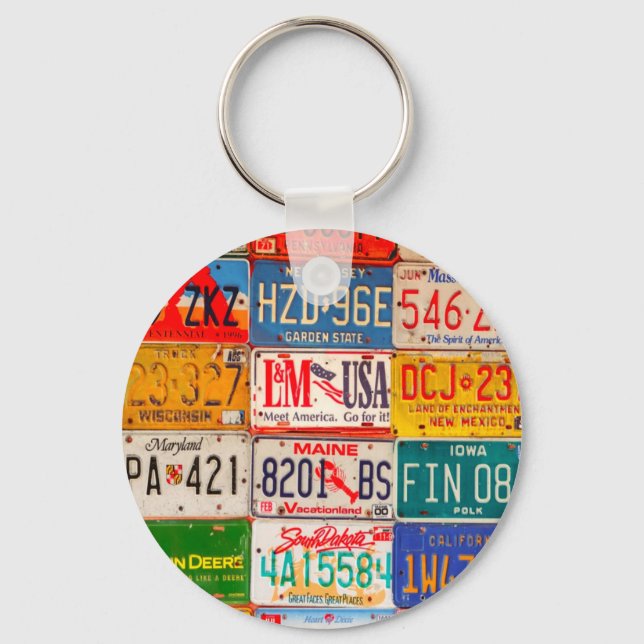 United States License Plates Art America Key Ring (Front)