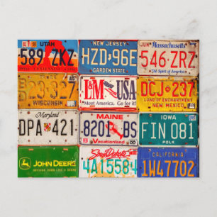 United States License Plates Art America Postcard