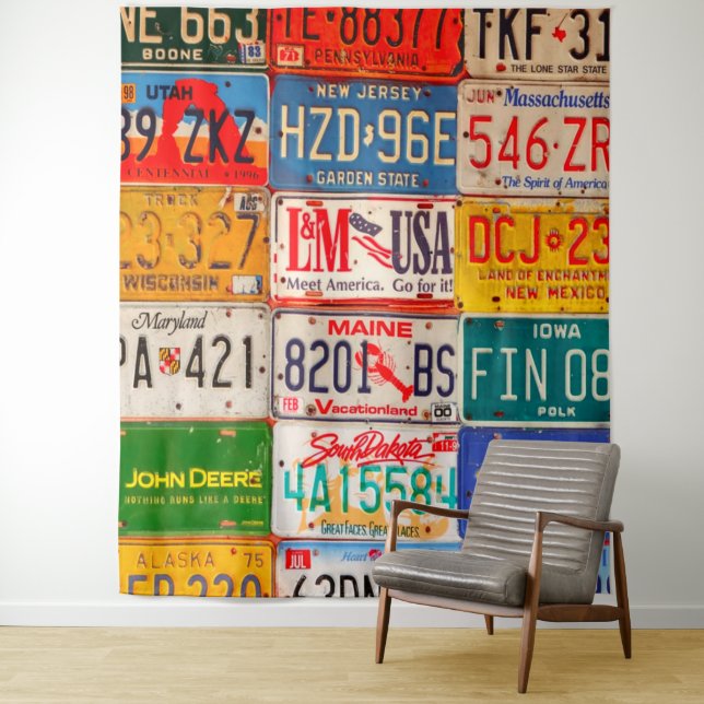 United States License Plates Art America Tapestry (In Situ)