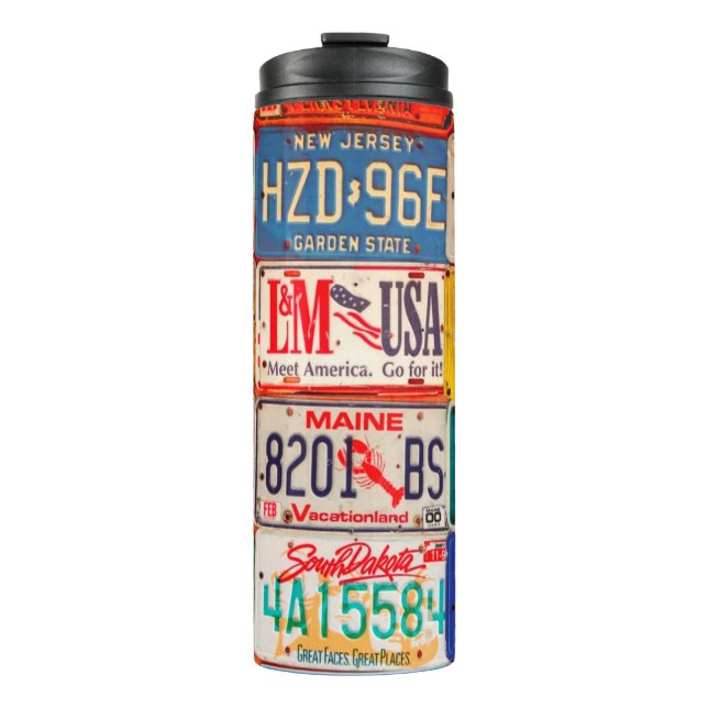 United States License Plates Art America Thermal Tumbler (Front)