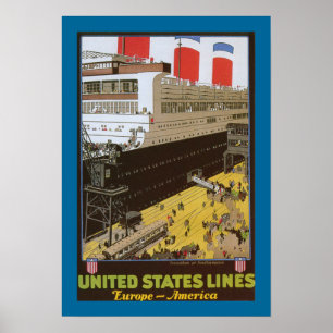 United States Line, Leviathan at Dock Poster