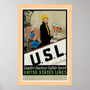 United States Line U. S. L. Poster