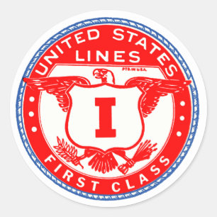 United States Lines First Class Label