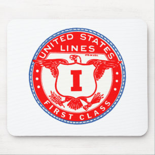 United States Lines First Class Label Mouse Mat