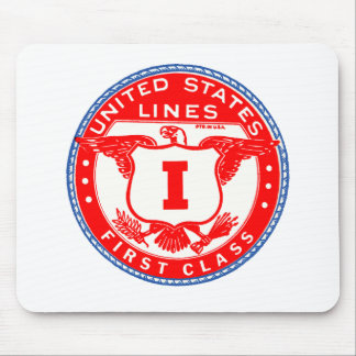 United States Lines First Class Label Mouse Mat