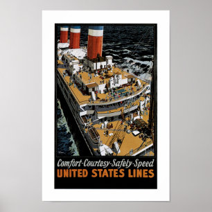 United States Line's Leviathan Aft View Poster