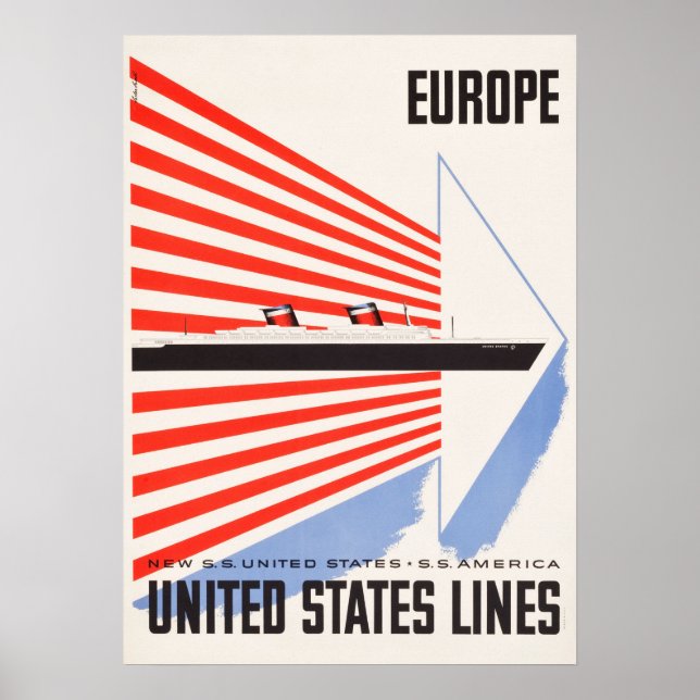 United States Lines Travel Poster (Front)