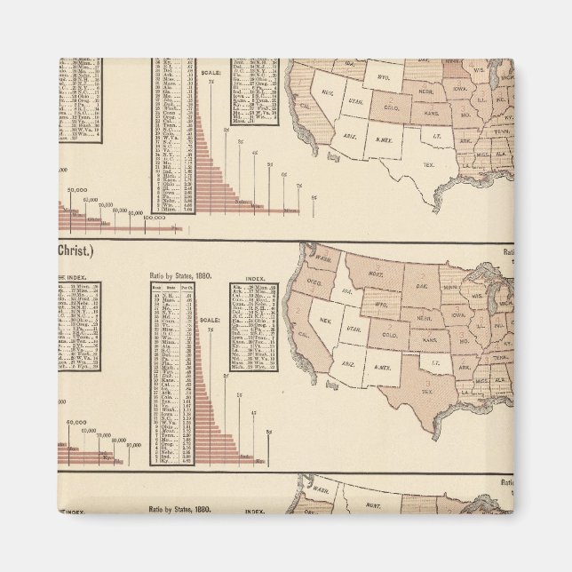 United States lithographed maps Magnet (Front)