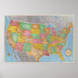 United States Map 3 Poster