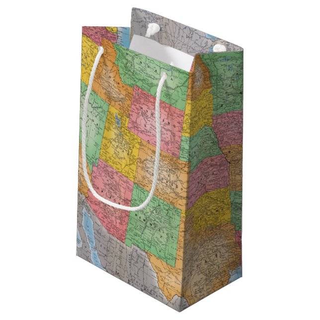 United States Map 3 Small Gift Bag (Back Angled)