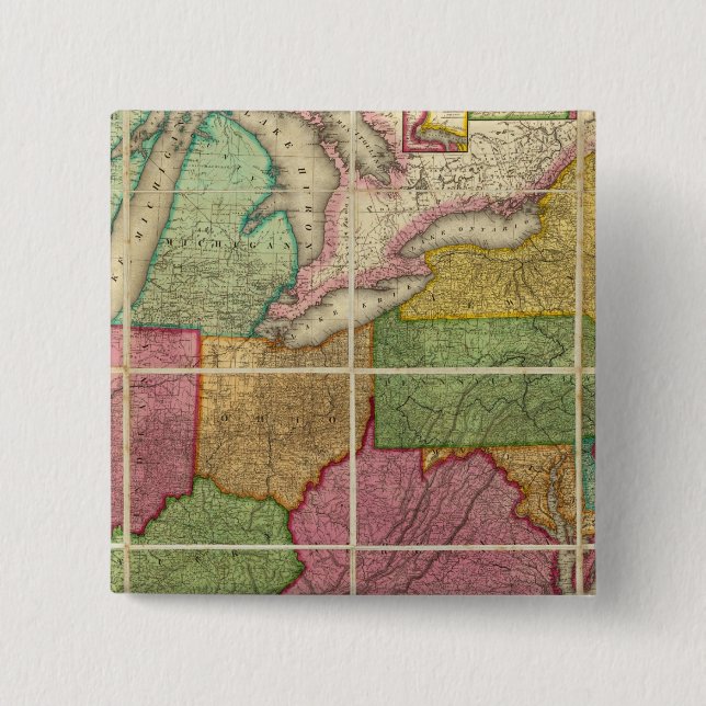 United States Map 4 15 Cm Square Badge (Front)