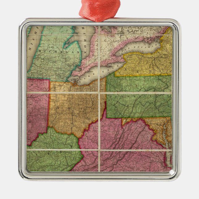 United States Map 4 Metal Tree Decoration (Front)