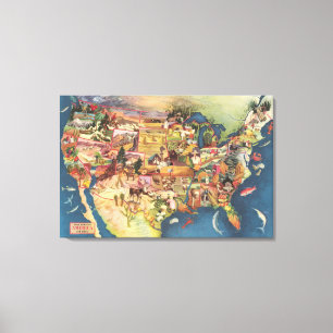 United States Map - American Farming & Agriculture Canvas Print