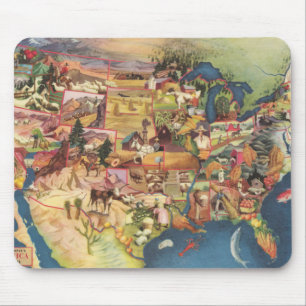 United States Map - American Farming & Agriculture Mouse Mat