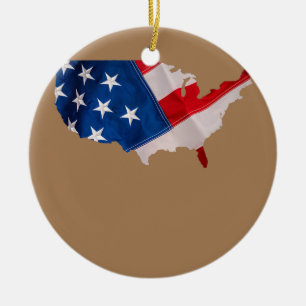 United states map and American flag for the 4th Ceramic Tree Decoration