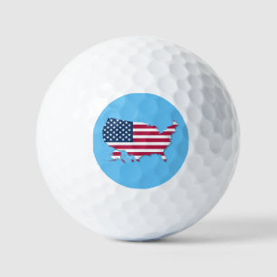 United States Map and Flag Red White and Blue Golf Balls
