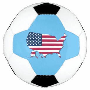 United States Map and Flag Red White Blue Football