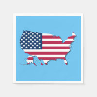 United States Map and Flag White Red and Blue