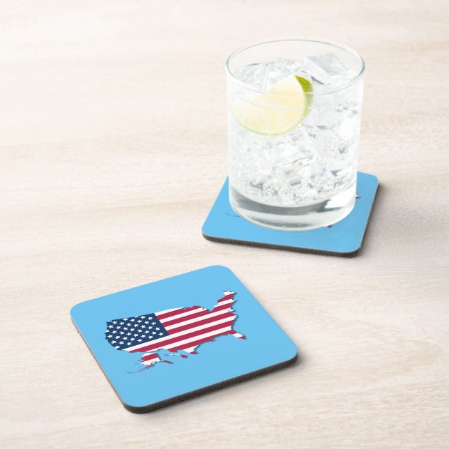 United States Map and Flag White Red Blue Coaster (Right Side)