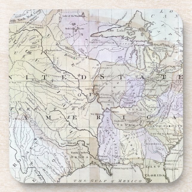 UNITED STATES MAP, c1812 Coaster (Front)