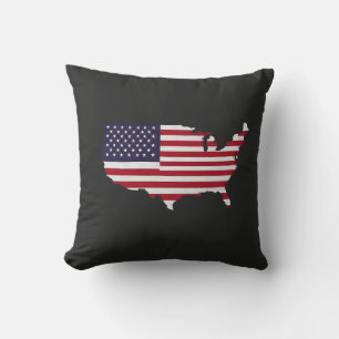 United States Map Filled with American Flag Cushion