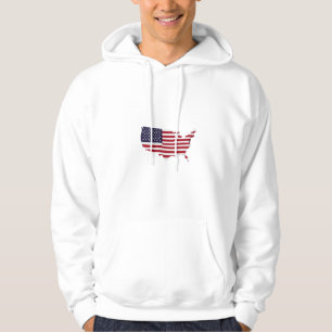 United States Map Filled with American Flag Hoodie
