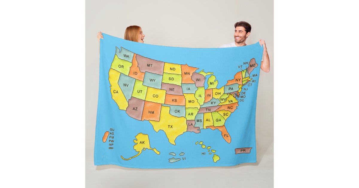 United States Map Fleece Blanket Zazzle