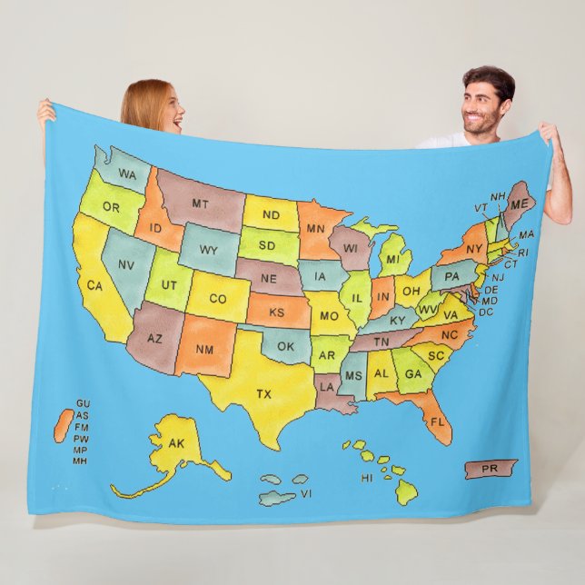 United States Map Fleece Blanket (In Situ)