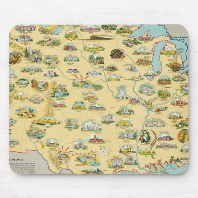 United States Map Mouse Mat (Front)