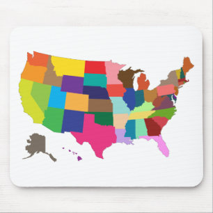 United-States-Map-MultiColored Mouse Mat
