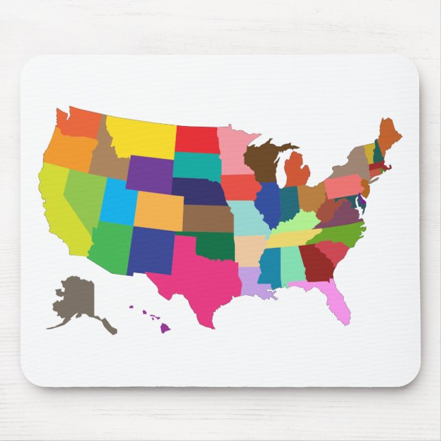 United-States-Map-MultiColored Mouse Mat (Front)