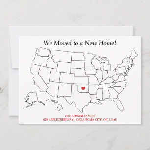 United States Map New Home Moving Announcement