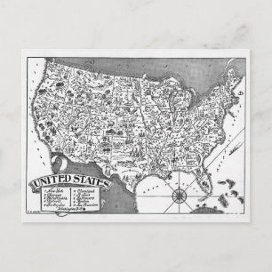 United States Map Postcard