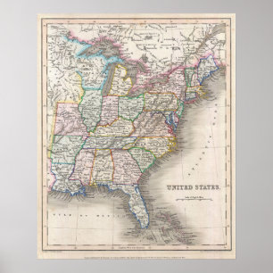 United States Map Poster