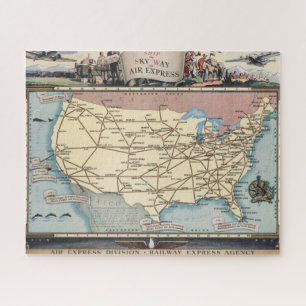 United States Map Ship the Skyway via Air Express Jigsaw Puzzle